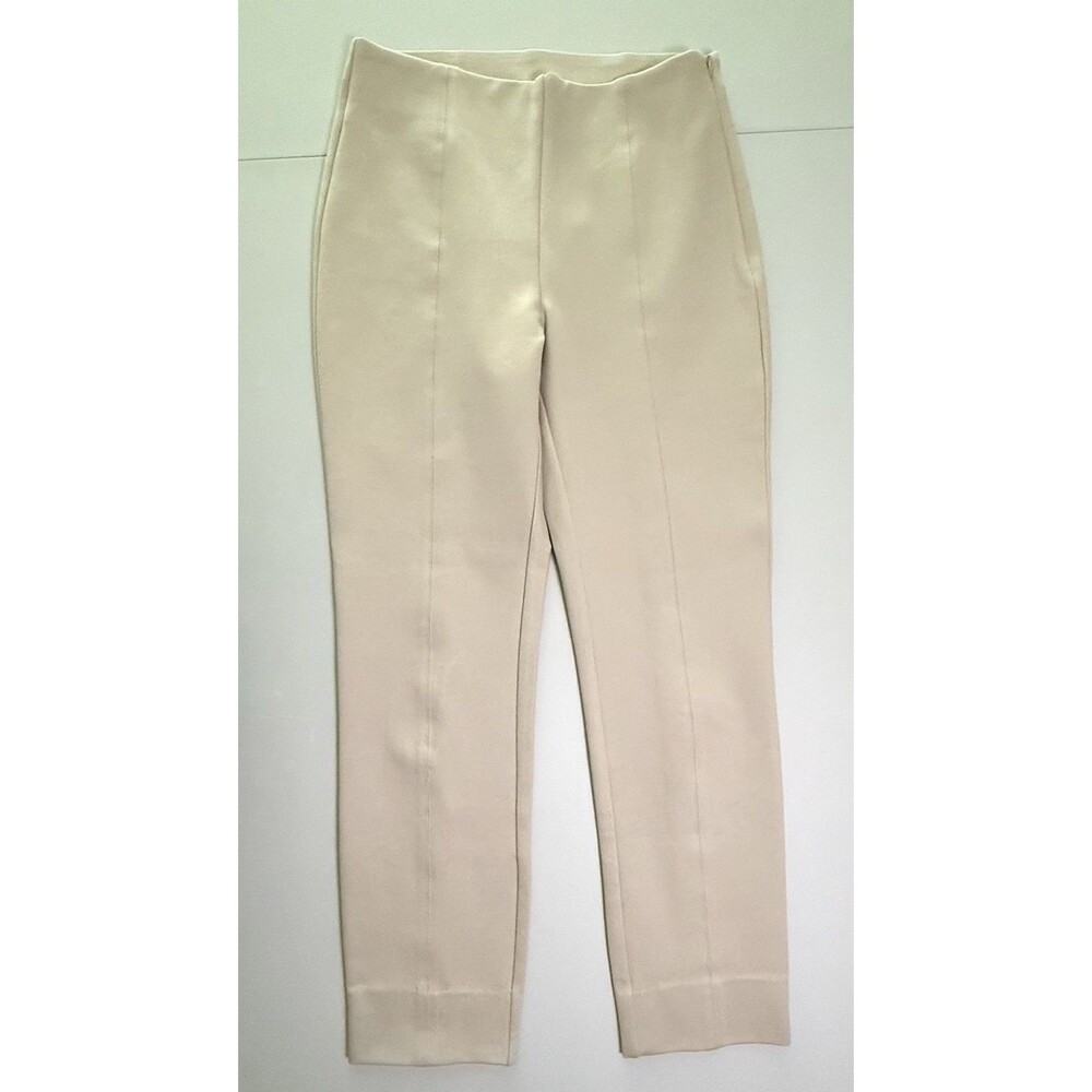 Quince Ultra-Stretch Ponte Straight Leg Pants Sz S Ecru Khaki Minimalist